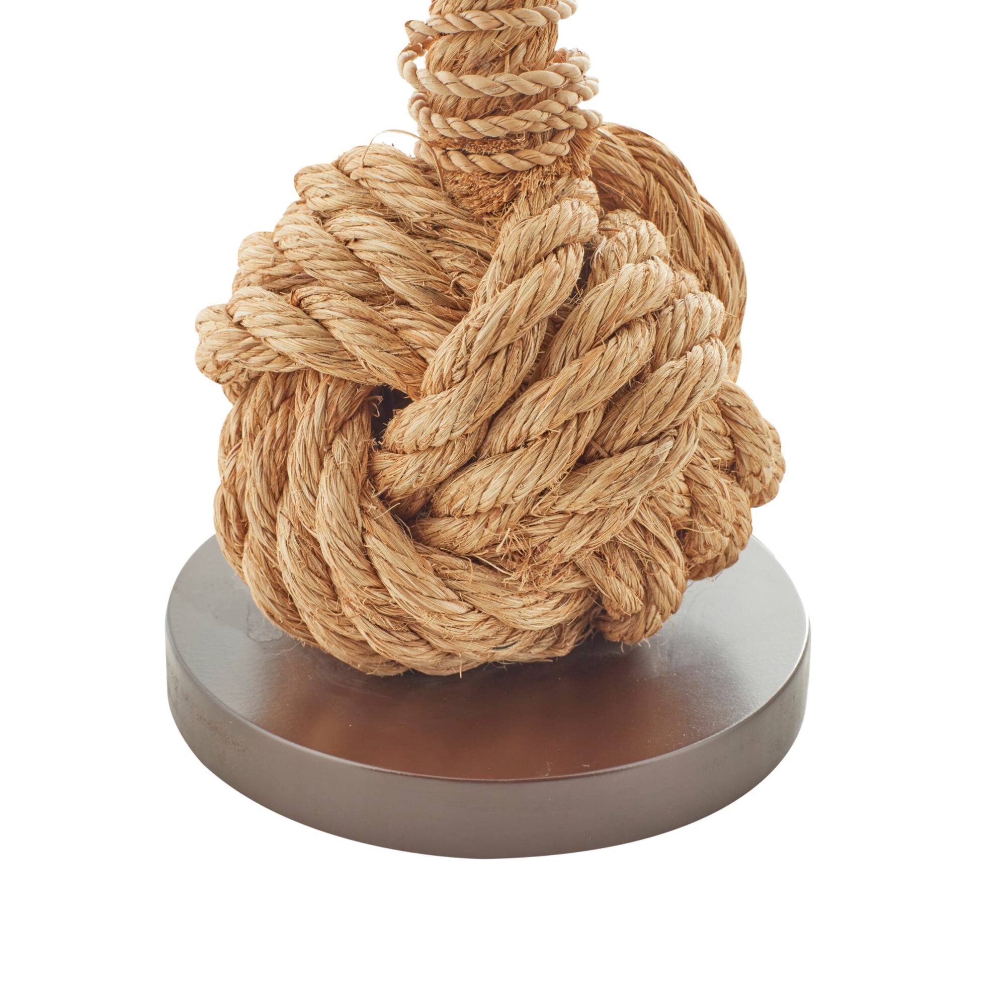 Brown Rope and Iron Rustic Table Lamp, 28" x 13" x 13"